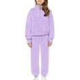 thumbnail image 5 of Eltusu Girls Outfit Sets, Elastic Bottom Long Sleeve Casual Sweatshirts&Sweatpants Sets Purple Size 5-14 T, 5 of 8