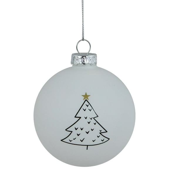 Northlight Matte Christmas Tree Glass Ball Ornaments - 3" - White - 4ct