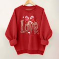 thumbnail image 2 of Womens Glitter Love Sweatshirt Valentines Day Bow Graphic Pullover Long Sleeve Crewneck Tops Sparkle Pink Holiday Shirt, 2 of 6