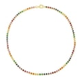 thumbnail image 2 of 925 Sterling Silver & 14k Gold plated Overlay 3MM Round Cut Simulated Rainbow Sapphire MultiColor Rainbow Elegant Tennis-Necklace, 2 of 2