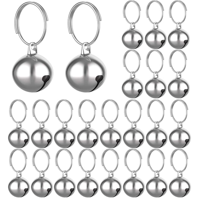 24 juegos de cascabeles para gatos y perros, collar con colgante fuerte, cascabeles para perros y gatos, accesorios colgantes para mascotas (plata)