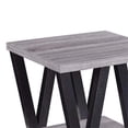 thumbnail image 3 of Benzara BM184945 Zig-zag Contemporary Solid Wooden End Table With Bottom Shelf, Gray And Black, 3 of 4