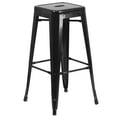 thumbnail image 5 of Flash Furniture Commercial Grade 23.75" Square Black Metal Indoor-Outdoor Bar Table Set with 2 Square Seat Backless Stools, 5 of 5