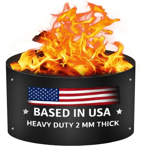 Fire Ring - Portable Fire Pit Ring, 38" Diameter x 12" Height 2 mm Thick - Heavy Duty Steel Round Fire Pit Insert For Outdoor Garden Patio Camping Bonfire