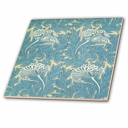 3dRose, Image of William Morris Blue And Ivory Flourishes, 8 Inch Ceramic Tile