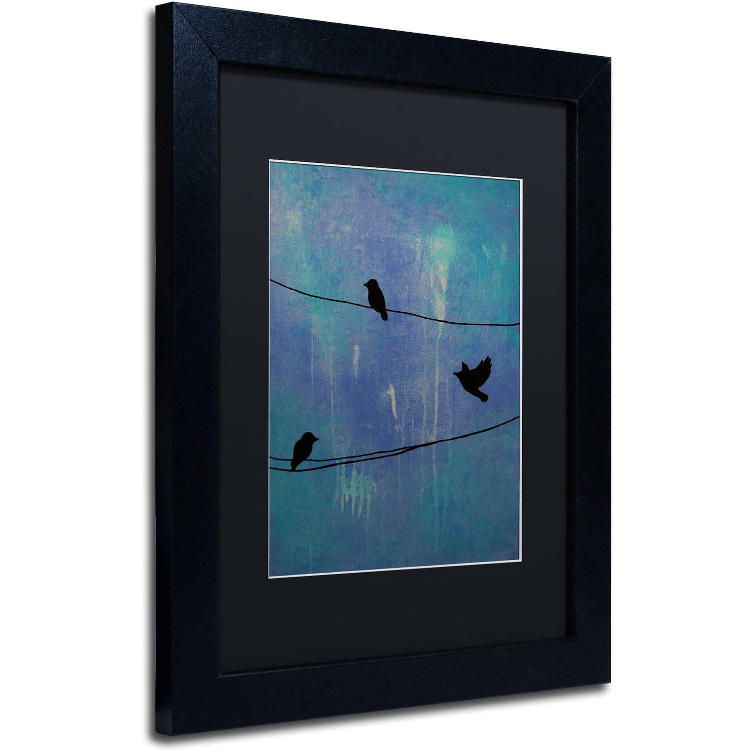 Trademark Fine Art "Birds Arrival" Canvas Art by Nicole Dietz Black Matte, Black Frame