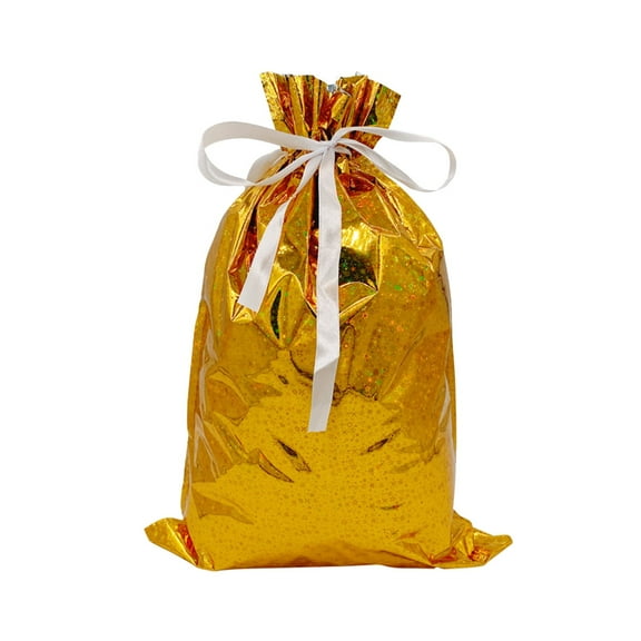 LSLJS Christmas Drawstring Candy Bag - 11.4"x17" Merry Christmas Floral Snowflake Plastic Drawstring Bags Goodies Snack Cookies Wrapping Bags Christmas Gifts Bags for Wedding Xmas Party Supplies