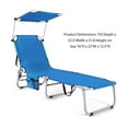 thumbnail image 2 of Beach Lounge Chair, Tanning Chair, Foldable Chaise Lounge with Canopy, Adjustable Backrest & Side Pocket for Seaside, Pool, Patio (Navy), 2 of 5