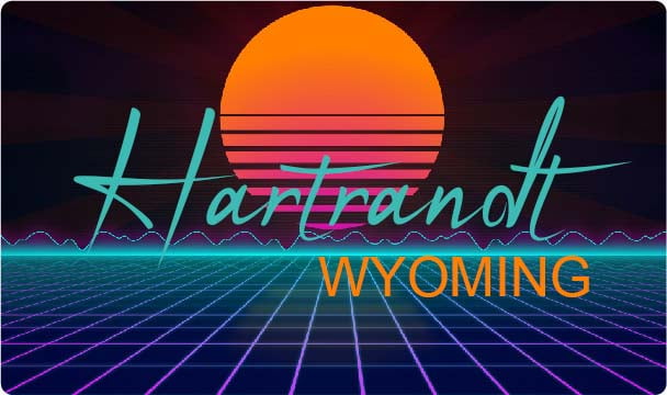 Hartrandt Wyoming 4 X 2.25Inch Vinyl Decal Stiker Retro Neon Design