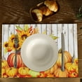 thumbnail image 5 of Fall Placemats Set of 6,12x18 Inch Thanksgiving Pumpkin Sunflower Autumn Farmhouse Rustic Seasonal Linen Place Mat Heat-Resistant Washable Fabric Table Mat for Party Kitchen Dining Home Decor, 5 of 6