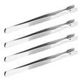 thumbnail image 3 of KAKOWELY precision tweezers 4pcs Stainless Steel Stamp Tweezers For Stamp Collecting Straight Tip Multipurpose Tweezers For Crafting And Lab Work Silver4.33"X0.39"X0.39", 3 of 5