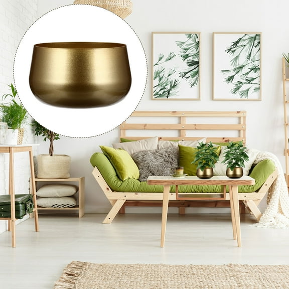 PENIKOKO Elegant Golden Metal Flower Pot for Indoor Home Decoration and Planting, Stylish Plant Container