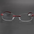 thumbnail image 3 of Red Frameless Trimmed BIFOCAL Reading Glasses 2.50 Ultra-light Blue Light Blocking Aluminum-Magnesium Rectangle Rimless Stylish Business Readers +2.50 for Men, 3 of 6