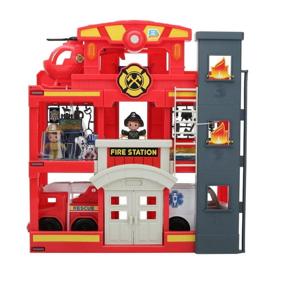 Kid Connection Fire Station Playset, Includes: 31 pieces, ages 3+