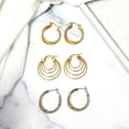 thumbnail image 3 of JeenMata Conjunto de Tres Elegantes Pendientes de Aro en Paquete Múltiple, Bañados en Oro Amarillo, 3 of 5