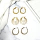 thumbnail image 3 of JeenMata Conjunto de Tres Elegantes Pendientes de Aro en Paquete Múltiple, Bañados en Oro Amarillo, 3 of 5