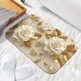 thumbnail image 6 of 1pc Paper Flowers with Gold Absorbent Non-Slip Bathroom Thickened Flannel Rug Decor,Soft,Quick Drying,Suitable For Indoor/outdoor Use,Bathrooms,Bedrooms,Kitchens,Terrace,Laundry Rooms,16"x24", 6 of 9