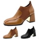 thumbnail image 3 of NECHOLOGY Botas Mujer Adulto Femenino Zapatos Botines para mujer Botines de mujer Panel de cuero de moda Cómodo Punta cuadrada Tacón cuadrado Tacón grueso (Black, 8), 3 of 7