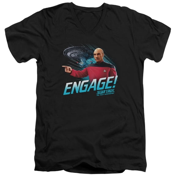 Star Trek - Engage - Slim Fit V Neck Shirt - XX-Large