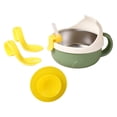 thumbnail image 3 of Tazón de bebé,Tazón Contenedor de comida con succión Cuchara Tazón para bebé,Juego de cuchara y tazón aislante de acero inoxidable para bebé,Utensilios Platos de comida Tazón de Verde, 3 of 10