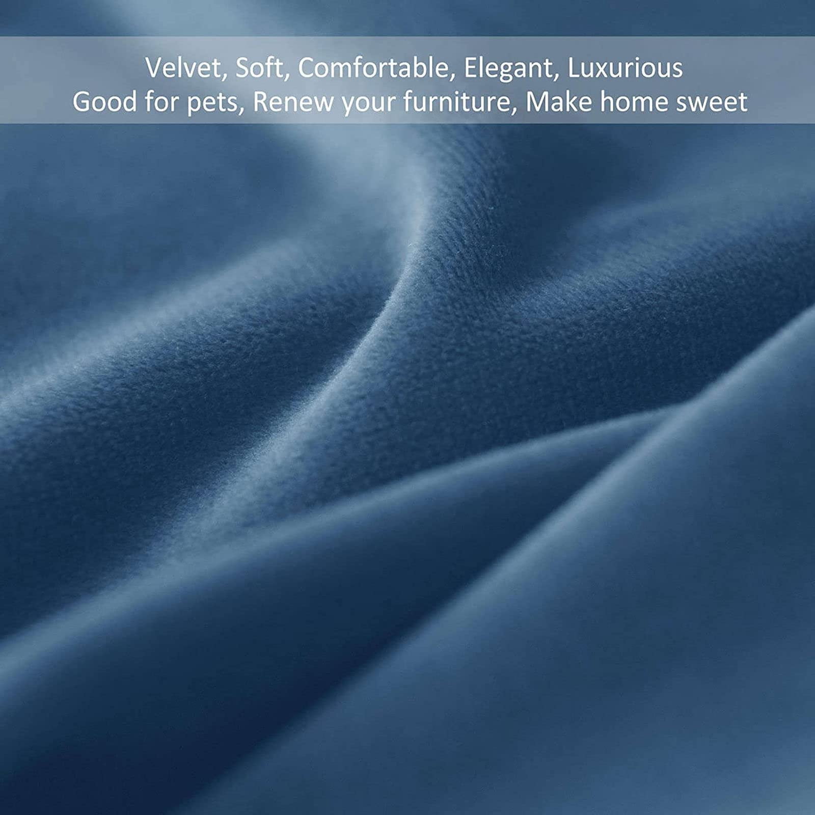 Velvet Sofa Seat Cushion Covers, Sofa Cushion Covers Stretch Couch Cushion Cover Soft with Elastic Bottom Sofa Seat Cover for Chair Sofa-Peacock blue-3-seater