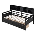 thumbnail image 4 of Twin Size Daybed with Bedside Shelf and 2 Drawers, Multifunctional Sofa Bed Frame with Armrest and Wood Slat Support, Dual-use Platform Bed for Living Room Bedroom Office, Espresso, 4 of 7