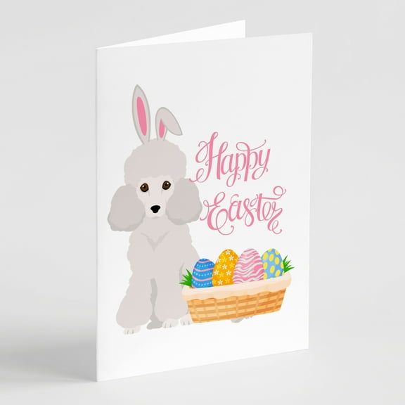 Toy White Poodle Easter Greeting Cards and Envelopes Pack of 8 7 in x 5 in