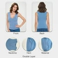 thumbnail image 2 of Denim Steel Medium Size Women's Sleeveless V Neck Top, Basic Slim Fit Shirt, Sexy Casual Cute Going Out, Trendy Spring Summer 2024, 2 of 7