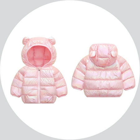 Kids Winter Coat Kids Puffer Coat Cute Bear Ear Hooded Jackets with Pockets Lightweight Puffer Jacket for Baby Kids Puffer Jacket Kids Warm Thick Clothes