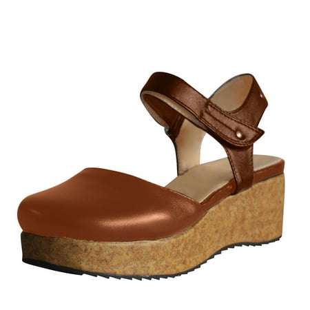 

SEMIMAY Women Sandals Wedge Low Heel Roman Wedge Ladies Fashion Elastic Strap Carved Breathable Shoes Thick Soled Wedges Casual Sandals Brown