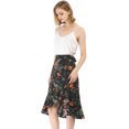 thumbnail image 4 of Unique Bargains Femmes Volant Fusée Cravate Taille Haute Basse Floral Wrap Jupe, 4 of 6
