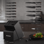 Astercook 15-Piece Kitchen Knife Set, Knives Block Set with Built-in Sharpener, Healthy Anti-Rust Coating & German Stainless Steel Knife Set, Dishwasher Safe Black
