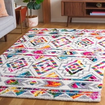 Safavieh Fiesta Shag Geometric Shag Area Rug, Cream/Multi, 5'1" x 7'6"