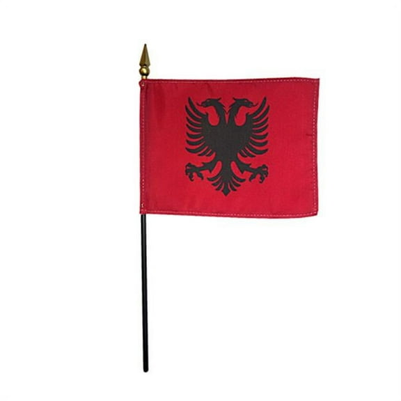 Annin Flagmakers 210001 4 x 6 in. Eb Albania Mounted, Pack Of 12