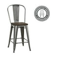 thumbnail image 6 of DHP Luxor 24" Metal Counter Height Bar Stool with Wood Seat, Gun Metal, Set of 2, 6 of 9