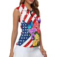 thumbnail image 4 of HUIACONG Vintage Flag Roses Breathable Ladies Golf Shirts, Half Zip Golf Tank Tops Lightweight Quick Dry for Sports Tennis Running, 4 of 7