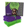 thumbnail image 1 of AFRIKI Esponja de red africana, esponja exfoliante africana, de propiedad negra, exfoliante corporal, exfoliante para baño y ducha, exfoliante de espalda, removedor de piel muerta (verde morado, 1 uni, 1 of 5