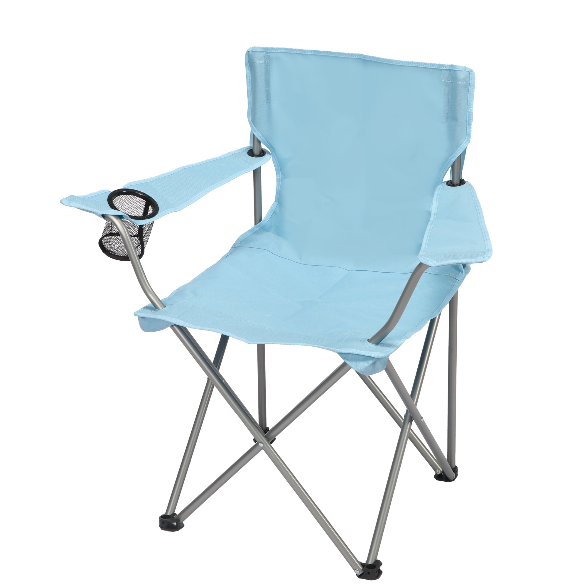 Ozark Trail Quad Folding Camp Chair with Cup Holder, Sky Blue