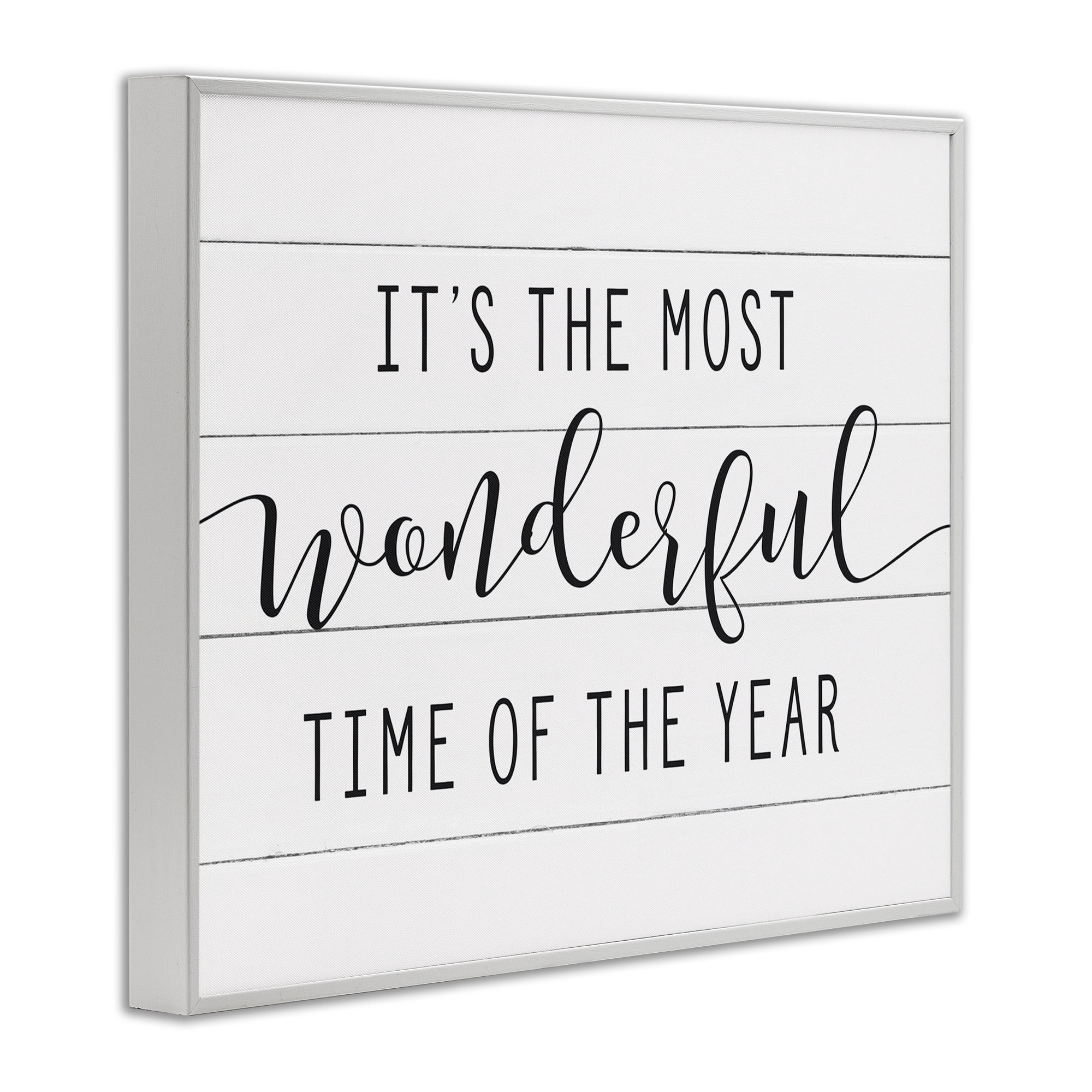Stupell Industries Most Wonderful Time Rustic Chic Holiday Painting White Framed Art Print Wall Art, 20 x 16
