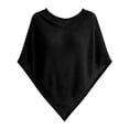 thumbnail image 3 of Women's Knit Poncho Cape Shawl, Lightweight Pullover Swimsuit Cover Up for Women, Solid Color Breathable Chiffon Feel Cape for Beach, Resort and Casual Daily Wear Black, 3 of 4