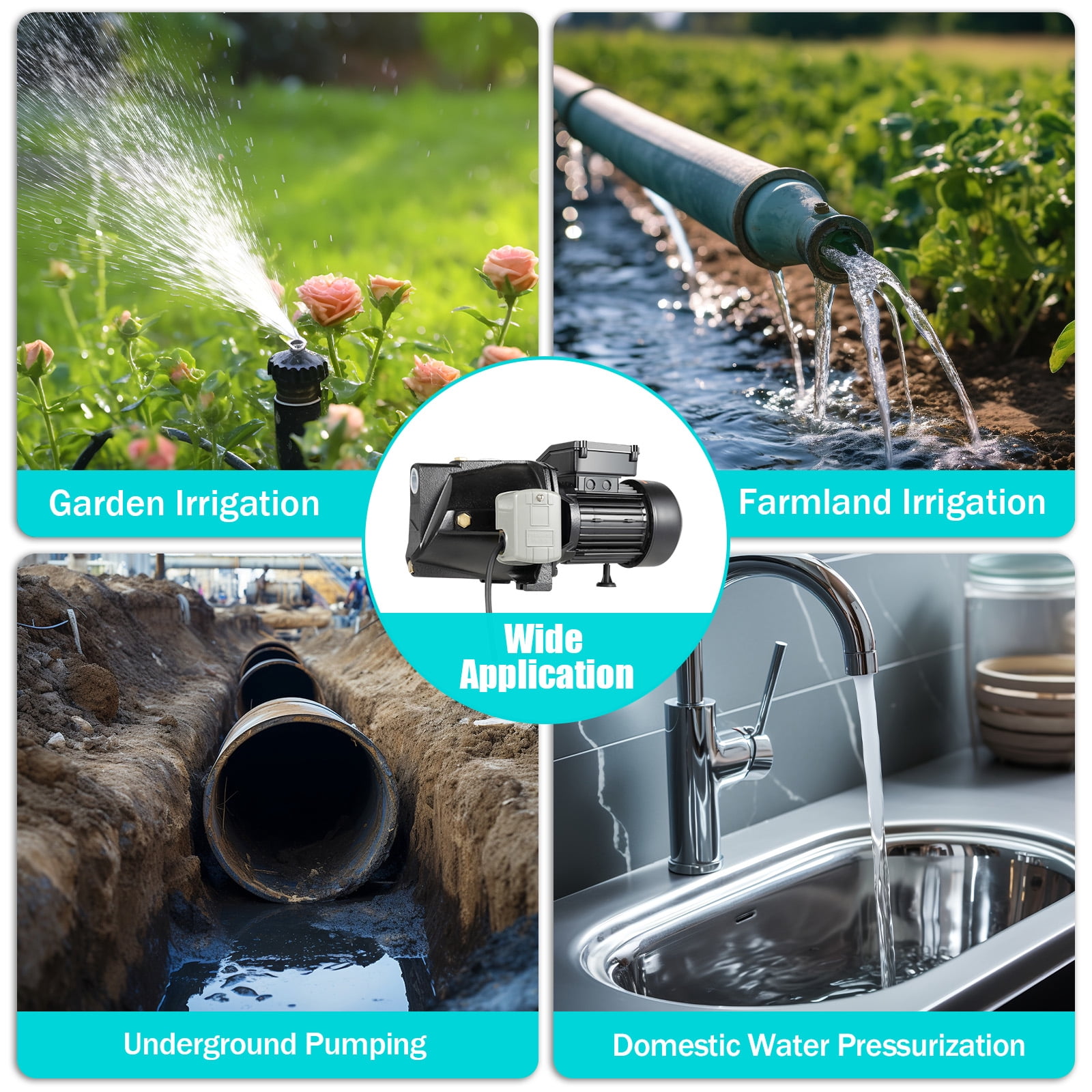 Miumaeov 3/4 HP Shallow Well Jet Pump Self-Priming Water Pump with Pressure Switch 3420 RPM 110V