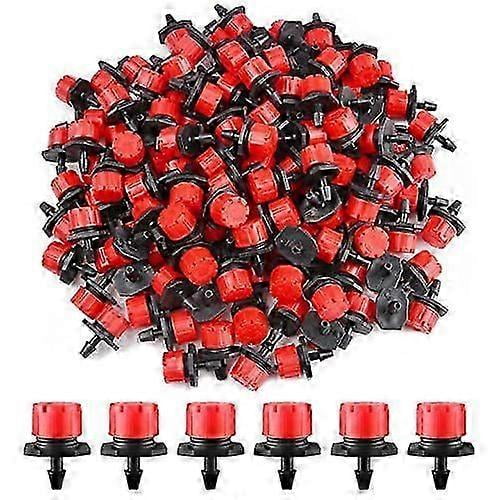 200pcs Adjustable Irrigation Dripper, 1/4\' Drip Irrigation System Micro Flow Drip Head Irrigation Mist Nozzles (Red)