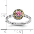 thumbnail image 5 of Solid Sterling Silver & 14k Two-Tone Gold Stackable Expressions Pink Tourmaline Ring - Ring Size 10.0, 5 of 8