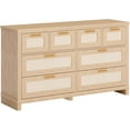 thumbnail image 1 of Ourlova Commode en Rotin de Bois à 8 Tiroirs, Coffre Bohème Moderne avec Grand Rangement pour Chambre, Garde-Robe, Salon, Fini Naturel, 1 of 7