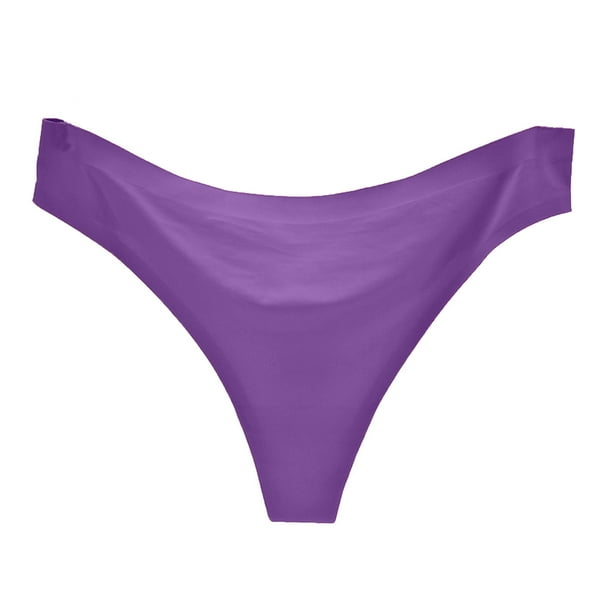 TOWED22 Womens Thongs Underwear Women Invisible Underwear Briefs Ice Silk  Seamless Crotch(Purple,XL) 