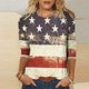 thumbnail image 1 of Fiudx Liquidación de Ofertas Flash Moda Mujer Día de La Independencia Impresión Cuello Redondo Manga 3/4 Camiseta Pulóver Blusa Superior, 1 of 5