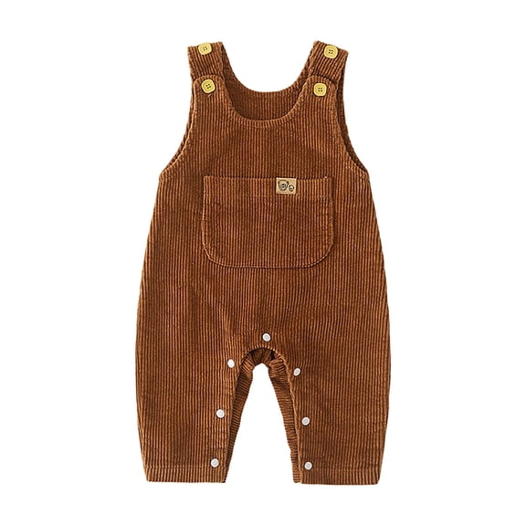 Yammkia Baby Denim Overall Toddler Soft Cute Workwear Bib Pants Jeans Jumpsuit 0-18M (Brown,6-12 Months)