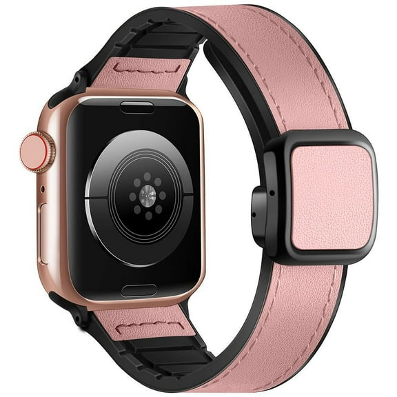 LEIXIUER Genuine Leather Wristbands Compatible with Apple Watch Bands 41mm 40mm 38mm 49mm 45mm 44mm 42mm Women Men, Genuine Leather Magnetic Strap for iWatch Series Ultra 9 8 7 SE 6 5 4 3 2 1 Band