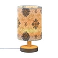 thumbnail image 2 of Repeating Black Flowers Gold Pattern Table Lamp with USB Port LED Warm Light Lamp Night Light Home Decor, 2 of 7