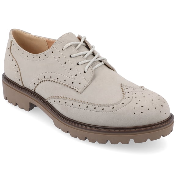Journee Womens Claudiya Lug Outsole Almond Toe Oxford, Widths Available